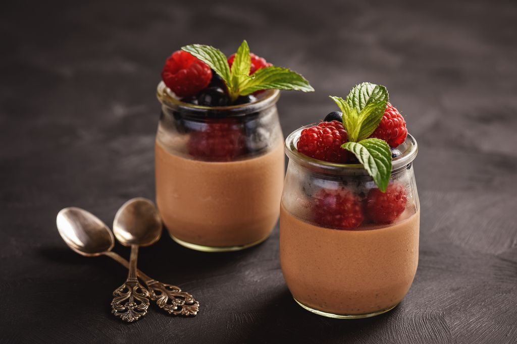Chocolate and raspberry mousse