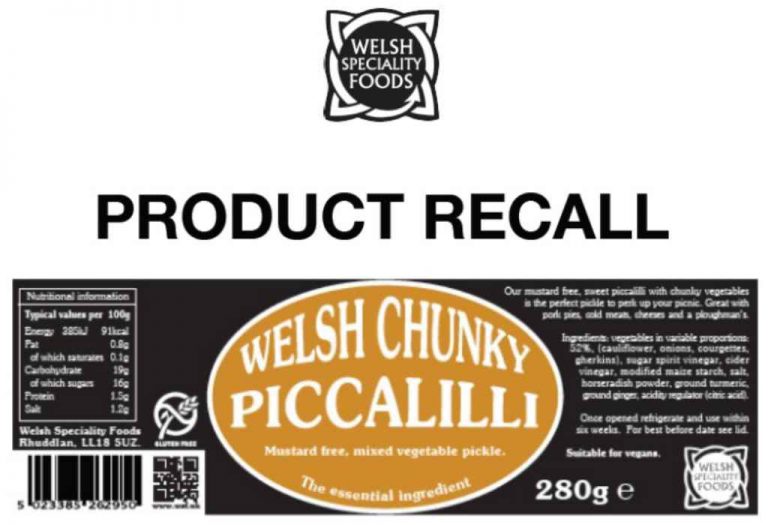 Recall of Welsh Chunky Piccalilli due to undeclared mustard