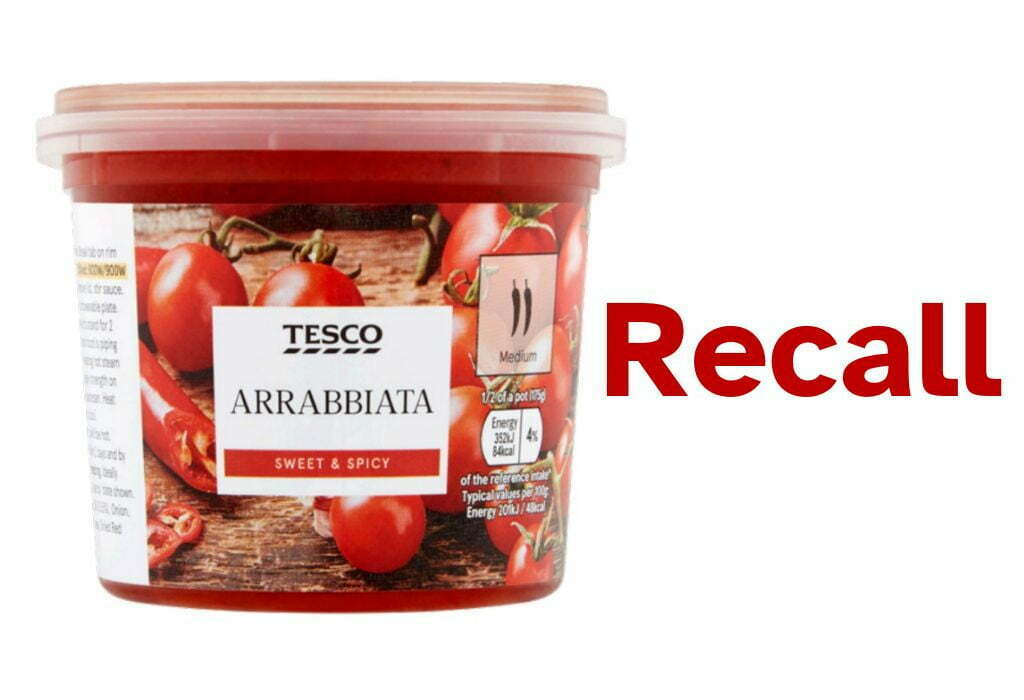 Recall of Tesco Arrabbiata Sauce due to presence of undeclared milk