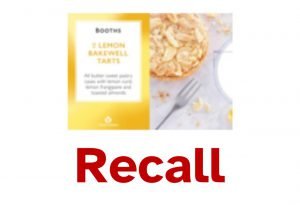 Recall of Booths Lemon Bakewell Tarts due to presence of undeclared allergen