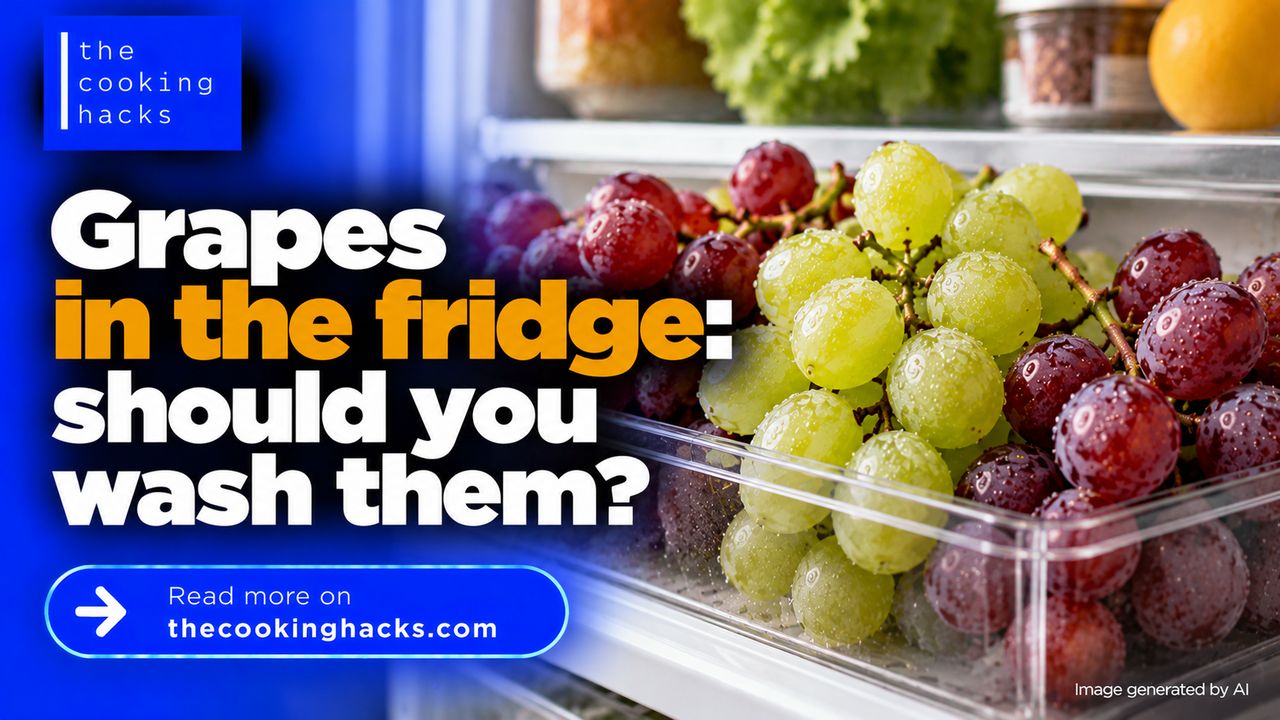 Should you wash grapes before refrigerating them or just before eating?